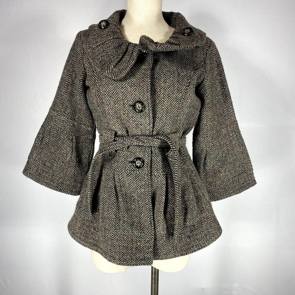 Daytrip Brown Wool Blend Herringbone Jacket Sz M